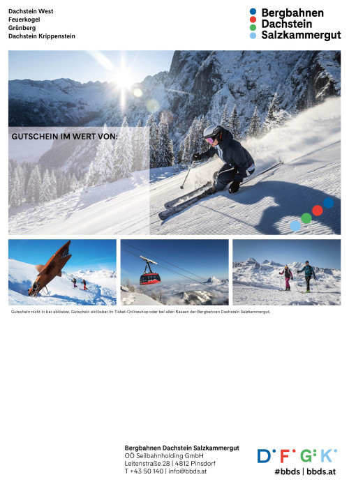 Wertgutschein Bergbahnen Dachstein Salzkammergut